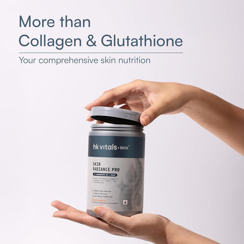 HK Vitals Skin Radiance Pro Marine Collagen Supplement Powder (Orange, 300G) | Collagen Peptides With Glutathione, Biotin, Vitamin C, E