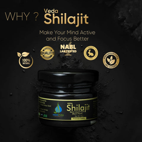 Vedapure Natural & Pure Shilajit/Shilajeet Resin for Men & Women 25 Gram and Star Spark Delay Spray for men 12 ml Combo