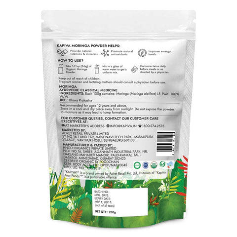 Kapiva Ayur Foods Organic Moringa Powder 200G