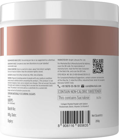 HK Vitals Skin Radiance Marine Collagen Supplement (Watermelon, 200G) |Vitamin C, E, Sodium Hyaluronate | For Healthy Skin, Hair & Nails