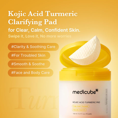 Medicube Kojic Acid Turmeric Clarifying Toner Pad 70S