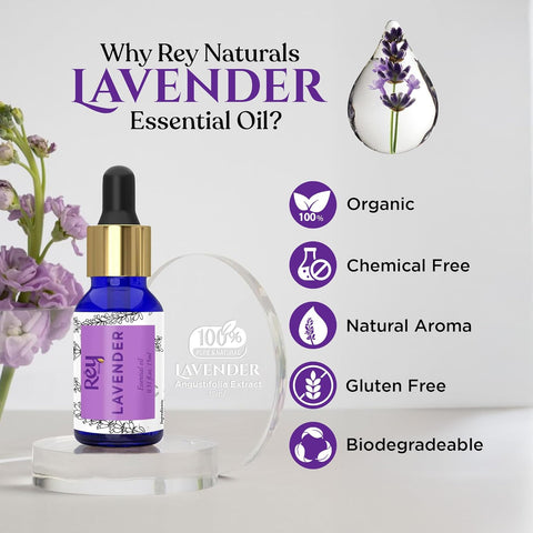 Rey Naturals Lavender Essential Oil pure 100 natural 15 ml