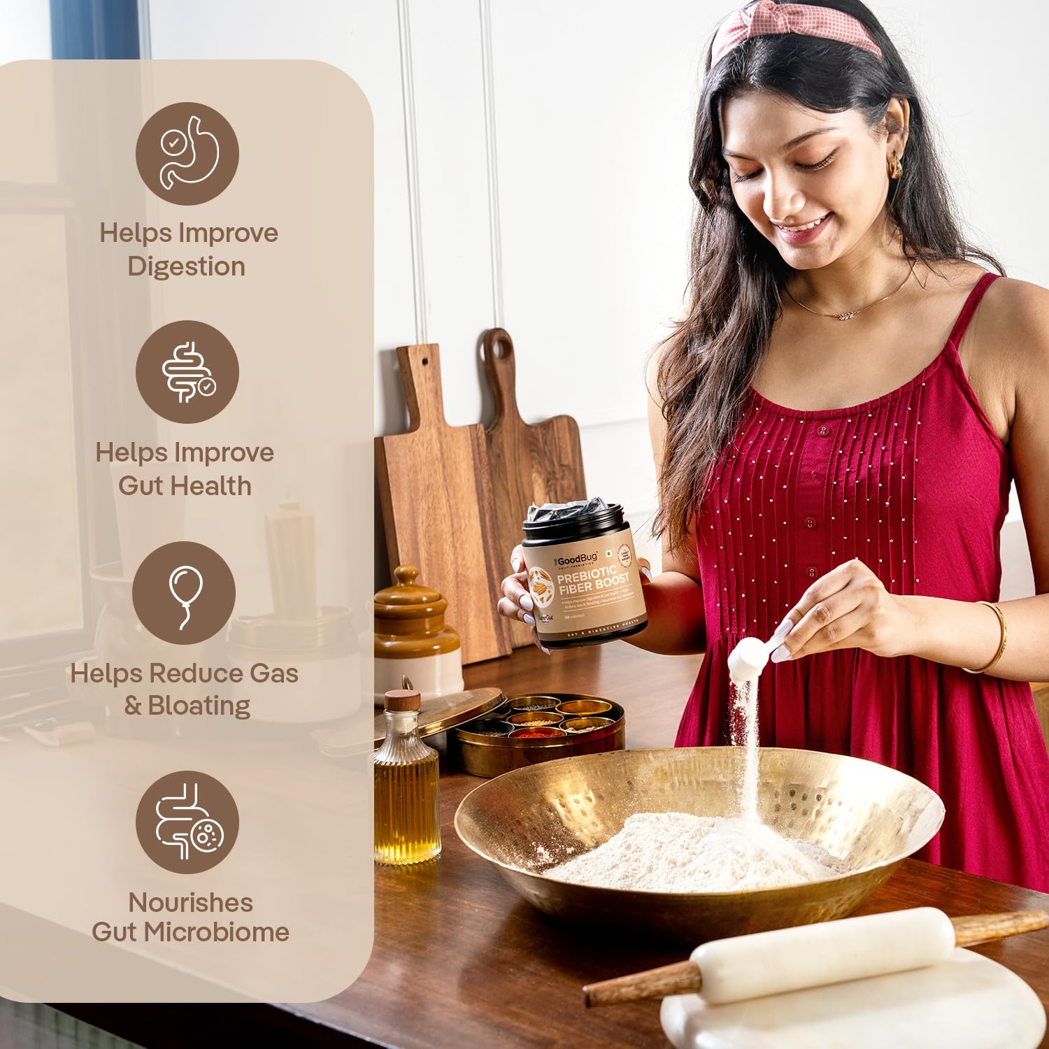The Good Bug Prebiotic Fiber Boost Powder Improves Digestion Bloating & Gas 30 Servings (Pack of 3)