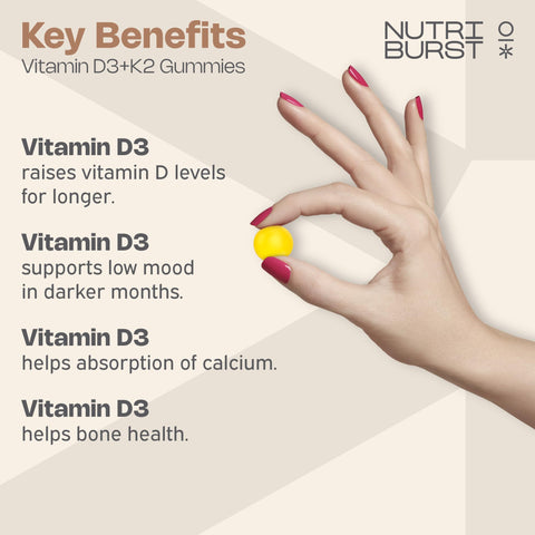 Nutriburst Vitamin D3 + K2  Lemon  60 Gummies
