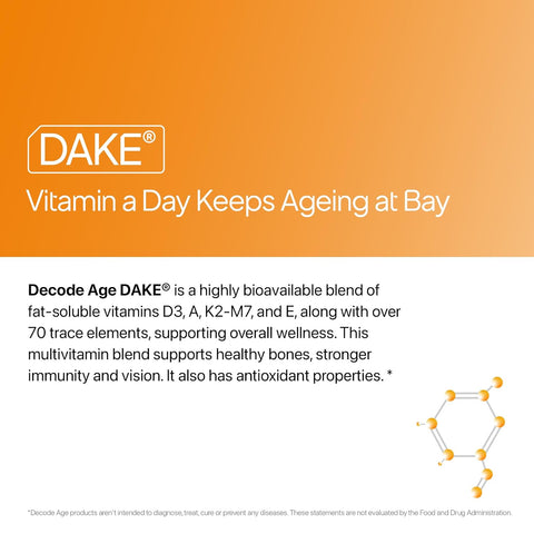 Decode Age Dake | Multivitamin D3, K2 (Mk-7), A & E Capsules 30