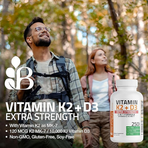 Bronson Vitamin K2 (Mk7) With D3 5000Iu 120 Capsules