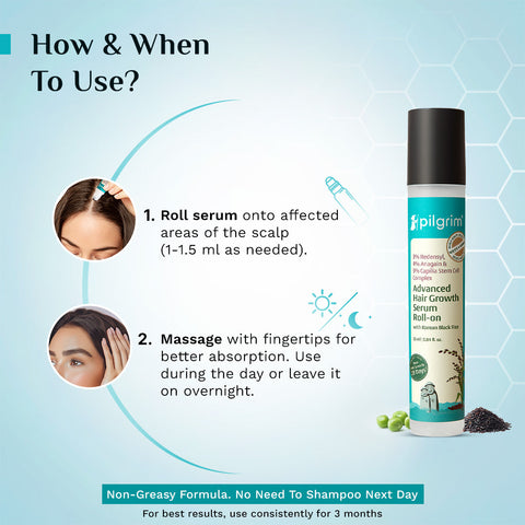Pilgrim 3% Redensyl, 4% Anagain & 5% Capilia Stem Cell Complex Advanced Hair Growth Serum Roll-On