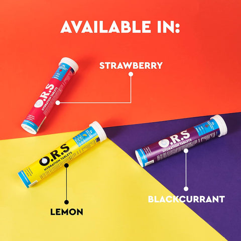 O.R.SHydration Tablets With Electrolytes Lemon Blackcurrant Strawberry and Orange (PackOf4)