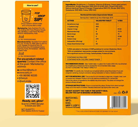 SETU Skin Renew Glutathione Tablets 30