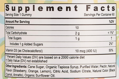 Sunshine Nutrition Cool Gummies Vitamin D3 60's Gummies