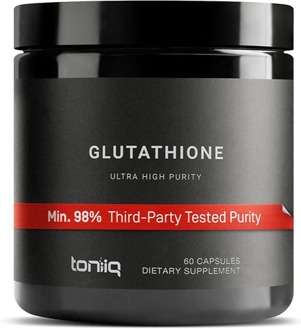 Toniiq Ultra High Strength Glutathione Capsules - 1000mg Concentrated Formula 60 Capsules Reduced Glutathione Supplement