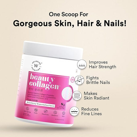 Wellbeing Nutrition Beauty Korean Marine Collagen | Strawberry Watermelon 250g