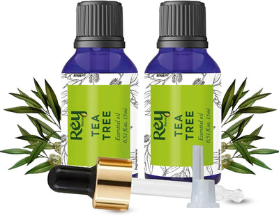 ReyNaturals Tea Tree Oil | Tea Tree Essential Oil for Hair, Skin and Face Care 15 ml Pack of 2