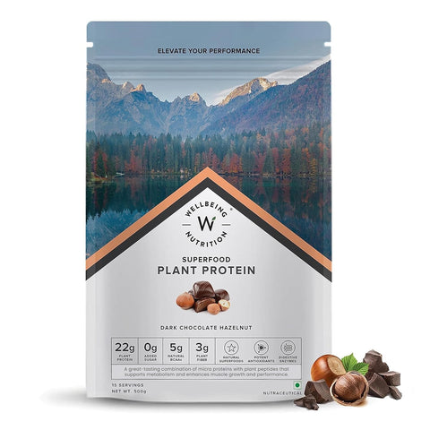 Wellbeing Nutrition Organic Vegan Plant Protein | 22g Dark Chocolate - 32gm