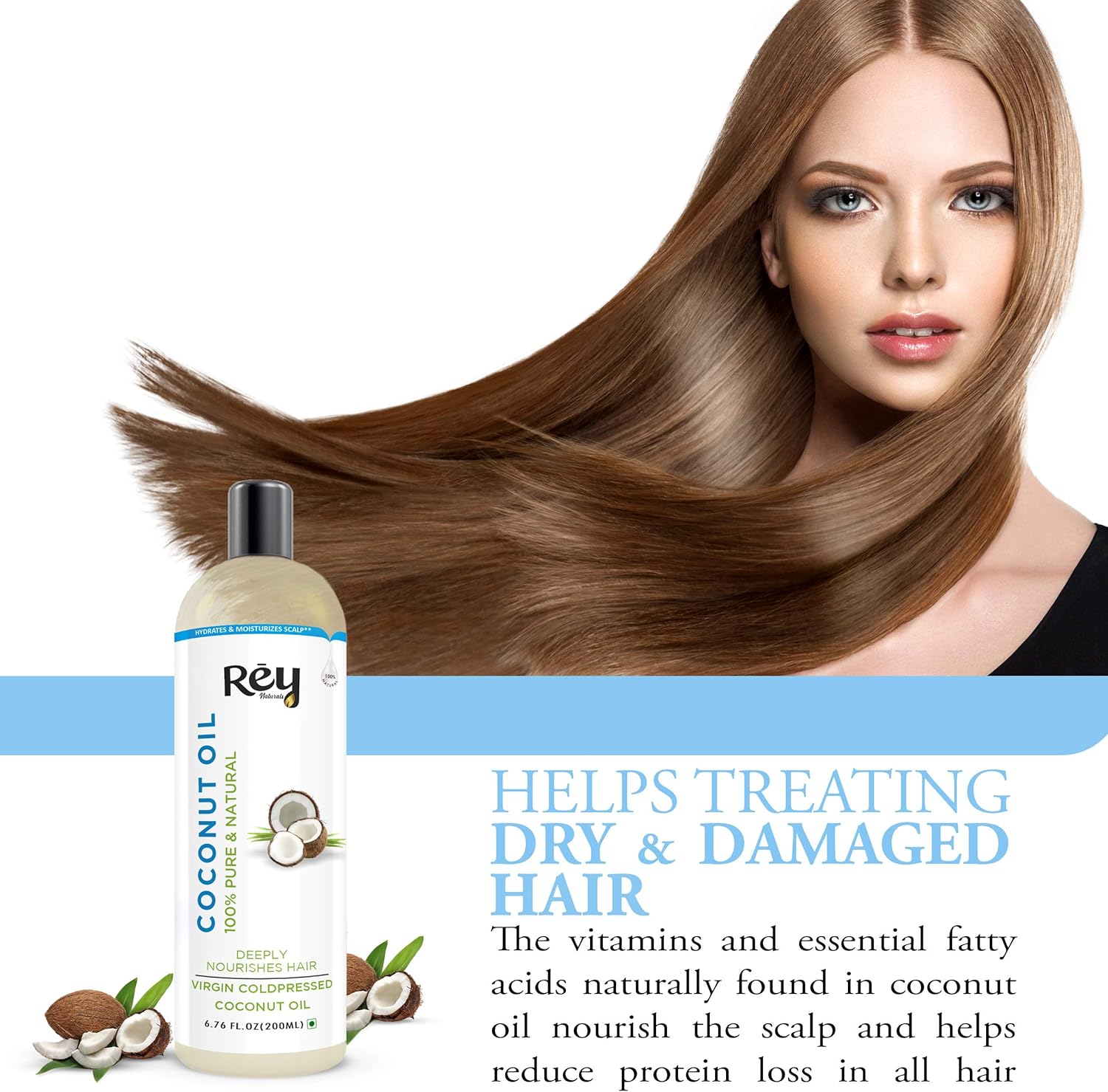 Rey Naturals Extra Virgin Cold Pressed Coconut Oil 200 ml