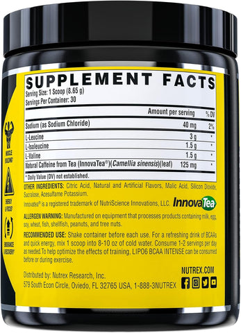 Nutrex Research, Lipo6 Bcaa Intense 30s Watermelon 259g