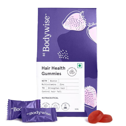 Be Bodywise Biotin Hair Gummies for Stronger, Shinier Hair & Nails 30 Day Pack Strawberry