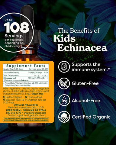 Herb Pharm Kids Echinacea Orange Flavoured 1 Oz 30 Ml