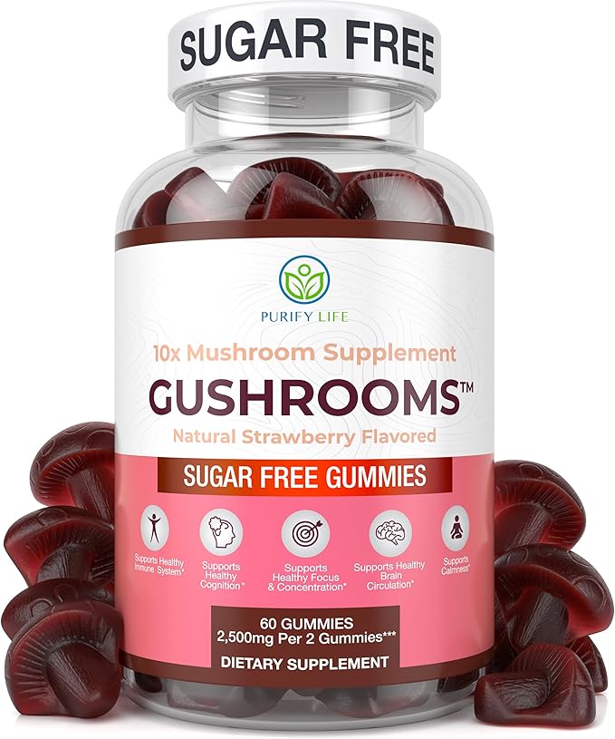 Purify Life Sugar-Free Gushroom Complex Gummies 60 (Natural Strawberry Flavour)