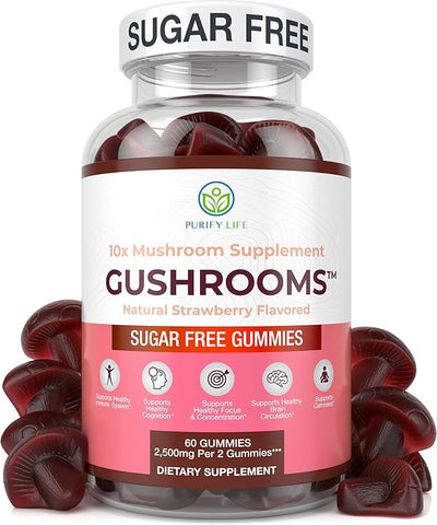 Purify Life Sugar-Free Gushroom Complex Gummies 60 (Natural Strawberry Flavour)