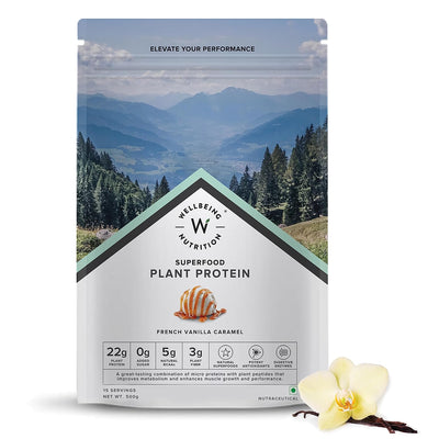 Wellbeing Nutrition Organic Vegan Plant Protein Isolate Powder | French Vanilla - 32gm with KUWA Bottle