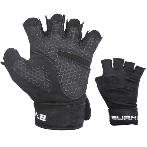 Burnlab Basic Gym Gloves with Wrist Support (Black , Medium)