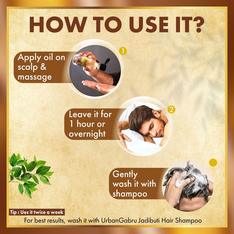 Urban Gabru Ayurvedic Jadibuti Hair Oil for Hair Fall Control and hair Growth with Natural Herb 200 ml