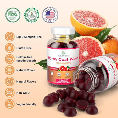 Purify Life Potent Horny Goat Weed gummies 60 for Men and Women
