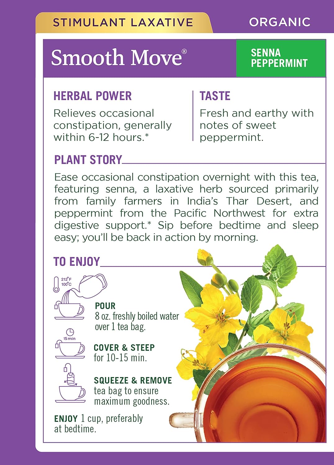 Buy Traditional Medicinal Smooth Move Peppermint, 16 Teabags Online