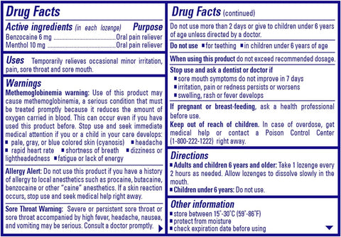Chloraseptic Sore throat Citrus 18 Lozengers