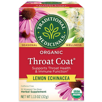 Traditional Medicinal Throat Coat Lemon Echinacea, 16 Teabags