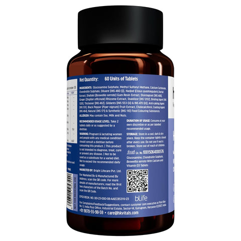 HK Vitals Joint Support (60 Tablets) | With Glucosamine 1400Mg, Chondroitin, Calcium And Vitamin D3 | For Joint Strength, Mobility, And Flexibility