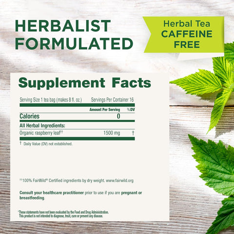 Traditional Medicinal Raspberry Leaf, 16 Teabags
