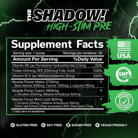 Cobra Lab The Shadow Pre-Workout Powder, Fruit Punch, 270g