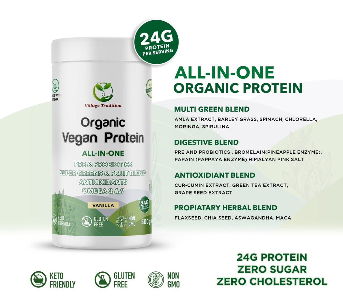 Village Tradition ORGANIC VEGAN PROTEIN - VANILLA