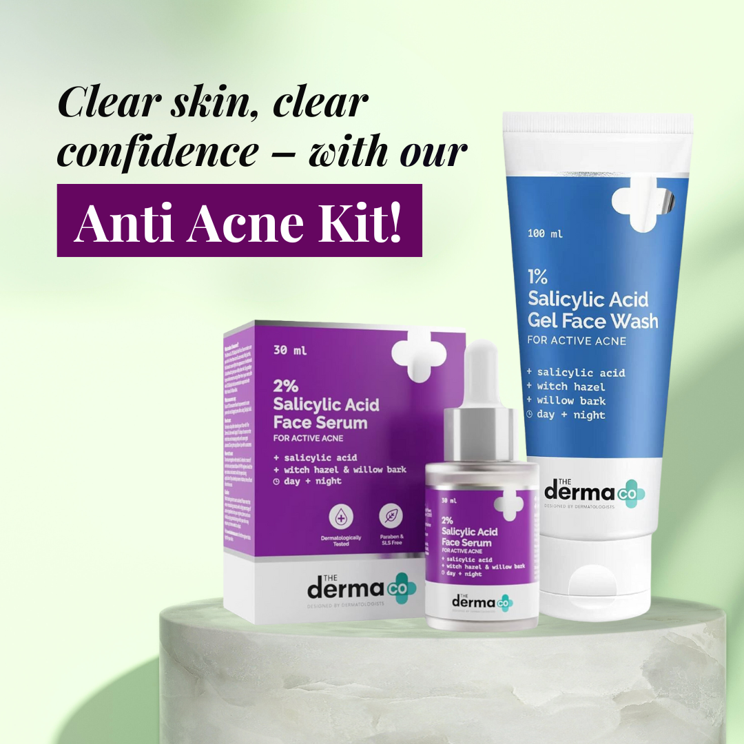 No More Active Acne Kit- THE DERMA CO 2% SALICYLIC ACID SERUM 30 ml and 3% AHA-BHA Foaming Face Wash 100ml Combo