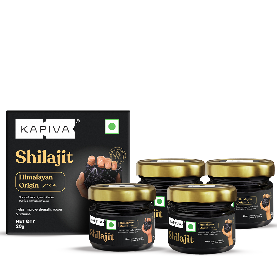 Kapiva Himalayan Shilajit Resin 20 gm Pack of 4 - Energy & Stamina Stack