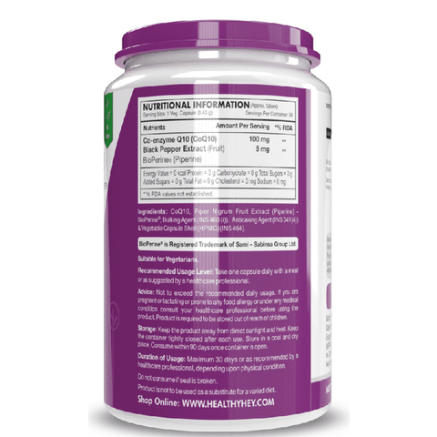 HealthyHey High Absorption CoQ10 with BioPerine - 125 mg - 60 Capsules