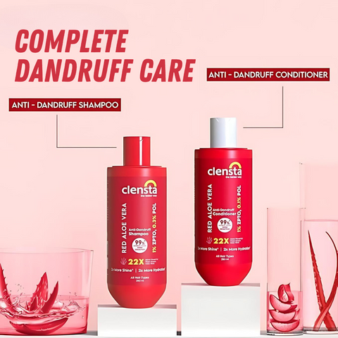 Complete Dandruff Care : Clensta Red Aloe Vera Anti-Dandruff Shampoo (250ml) and Clensta Red Aloe Vera Anti-Dandruff Conditioner (250ml) (CLPO86)