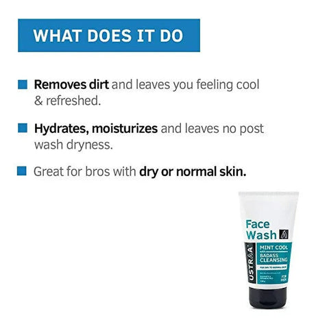 USTRA Face Wash Mint Cool with Badass Cleansing 100g