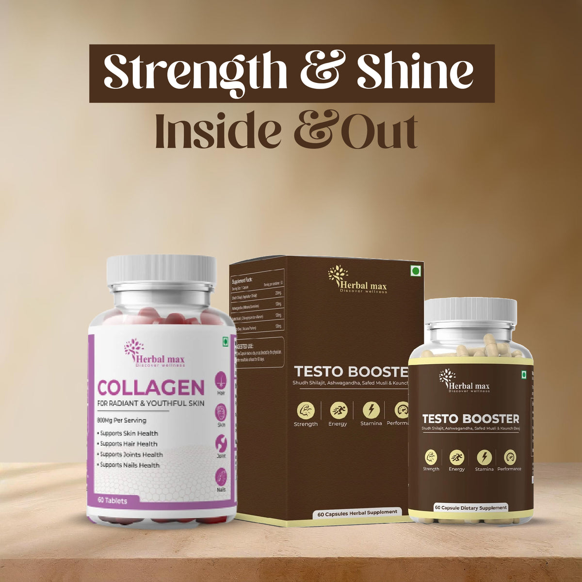 Herbal Max Collagen + Testo Booster combo