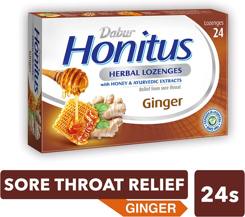 Dabur Honitus Lozenges - Ginger Flavour, 24 Lozenges