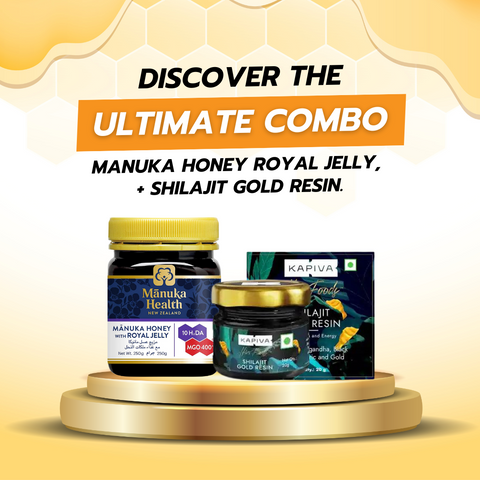 Manuka Health Manuka Honey With Royal Jelly, MGO 400 + Kapiva Shilajit Gold Resin 20g Combo