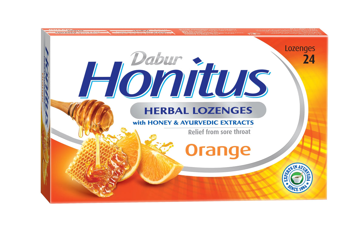 Dabur Honitus Herbal Lozenges- Orange, 24 Lozenges