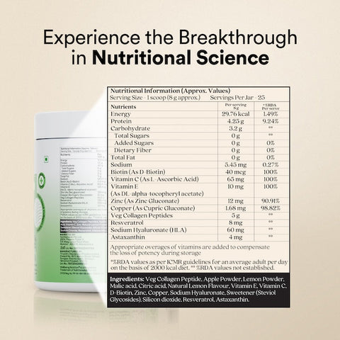 Wellbeing Nutrition Vegan Pro Collagen - Lemon & Lime 250gms (25 servings)