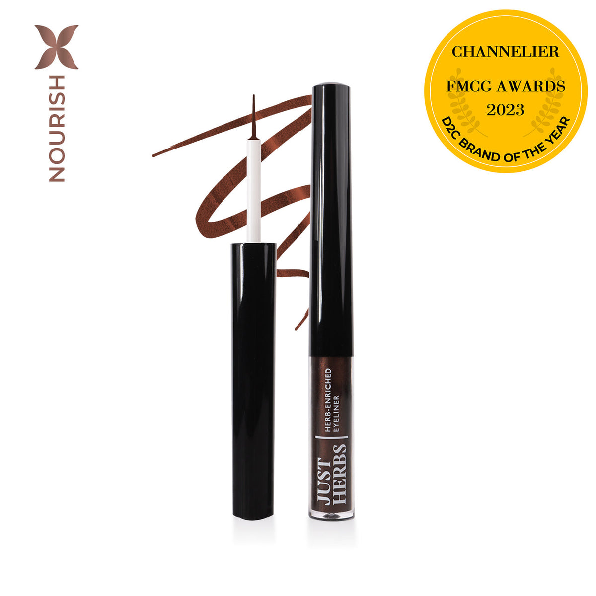 Herb Enriched Waterproof Eyeliner Organic With Jojoba Oil & Vitamin E - 09 - Nutty Brown 2.5ml