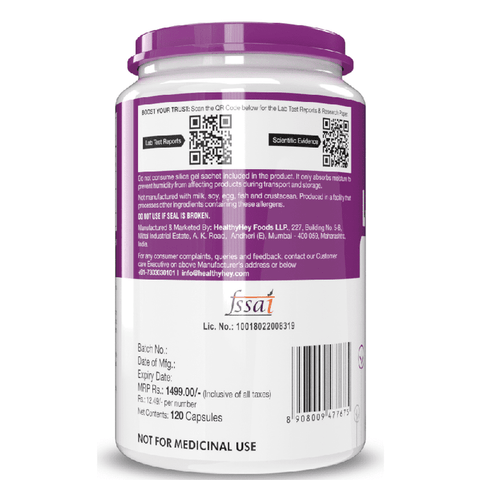 HealthyHey L-Arginine 120 Vegetable Capsules (Pack of 1)