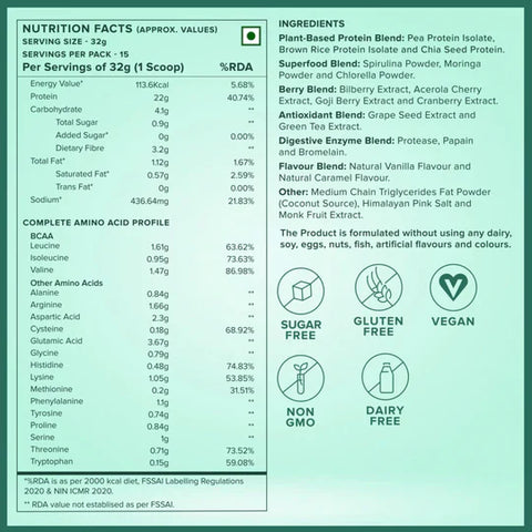 Wellbeing Nutrition Superfood Plant Protein French Vanilla Caramel with KUWA Bottle