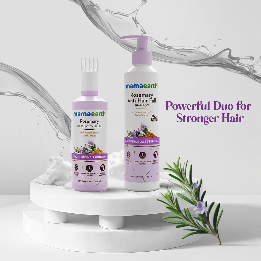 Mamaearth ROSEMARY HAIR GROWTH OIL 150ML and Mamaearth Rosemary Anti-Hairfall Shampoo 250 ml Combo