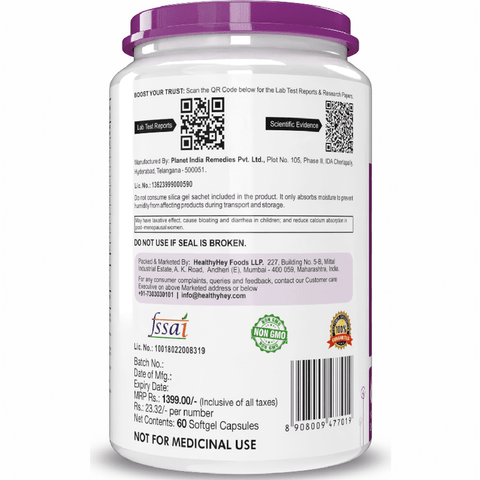 HealthyHey Fish Oil Omega 3 60 Softgel For Women and Men | Triple Strength Fish Oil | Burpless, EPA 600 - DHA 400 Supplement